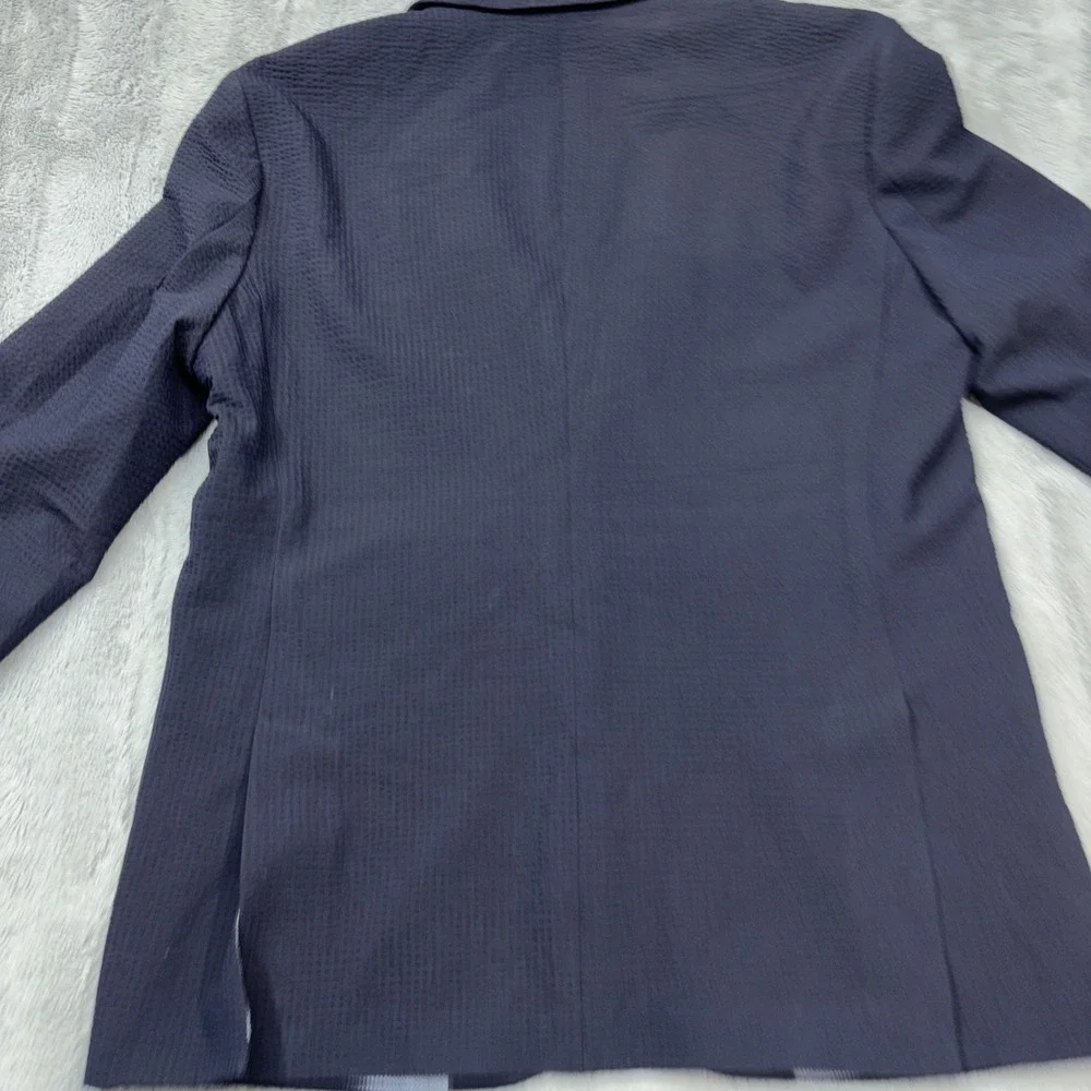 Victor Emmanuel Textured Stretch Seersucker Sport Coat L/42-Reg Navy NWT